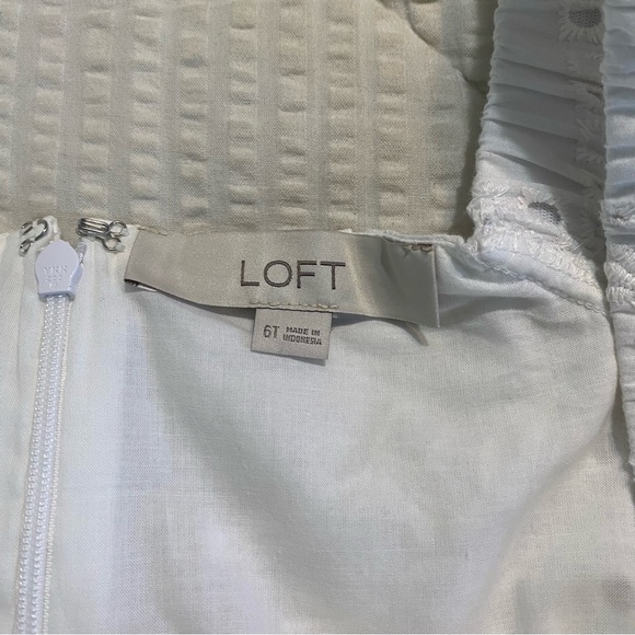 Loft White Eyelet Belted Square Neck Puffy Sleeve Mini Dress - 6 - Picture 11 of 16